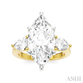 1 Ctw Tri-Mount Marquise Shape Center Pear and Round Cut Diamond Semi Mount Engagement Ring in 14K Yellow and White Gold